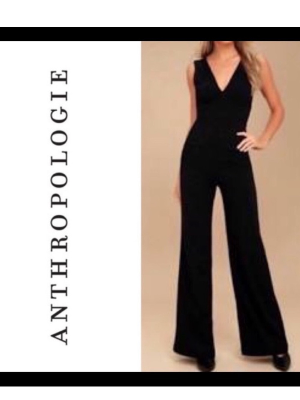 Anthropologie black Drew full length jumpsuit size large